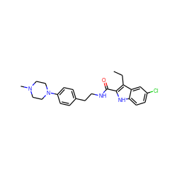 CCc1c(C(=O)NCCc2ccc(N3CCN(C)CC3)cc2)[nH]c2ccc(Cl)cc12 ZINC000084713794