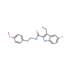 CCc1c(C(=O)NCCc2ccc(OC)cc2)[nH]c2ccc(Cl)cc12 ZINC000299868560