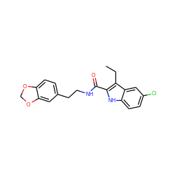 CCc1c(C(=O)NCCc2ccc3c(c2)OCO3)[nH]c2ccc(Cl)cc12 ZINC000299854658