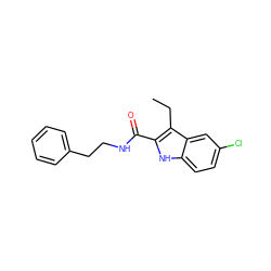 CCc1c(C(=O)NCCc2ccccc2)[nH]c2ccc(Cl)cc12 ZINC000299867241