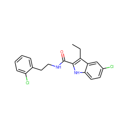CCc1c(C(=O)NCCc2ccccc2Cl)[nH]c2ccc(Cl)cc12 ZINC000299855678