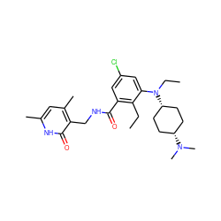 CCc1c(C(=O)NCc2c(C)cc(C)[nH]c2=O)cc(Cl)cc1N(CC)[C@H]1CC[C@@H](N(C)C)CC1 ZINC001772639190