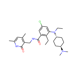 CCc1c(C(=O)NCc2c(C)cc(C)[nH]c2=O)cc(Cl)cc1N(CC)[C@H]1CC[C@H](N(C)C)CC1 ZINC001772609892