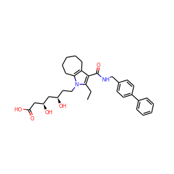 CCc1c(C(=O)NCc2ccc(-c3ccccc3)cc2)c2c(n1CC[C@@H](O)C[C@@H](O)CC(=O)O)CCCCC2 ZINC000049877768