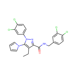 CCc1c(C(=O)NCc2ccc(Cl)c(Cl)c2)nn(-c2ccc(Cl)c(Cl)c2)c1-n1cccc1 ZINC000073129701