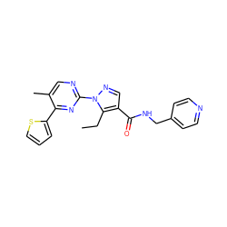 CCc1c(C(=O)NCc2ccncc2)cnn1-c1ncc(C)c(-c2cccs2)n1 ZINC000096273288