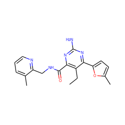 CCc1c(C(=O)NCc2ncccc2C)nc(N)nc1-c1ccc(C)o1 ZINC000045393421