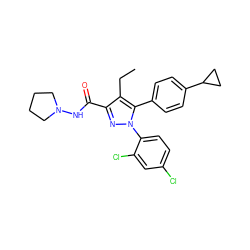 CCc1c(C(=O)NN2CCCC2)nn(-c2ccc(Cl)cc2Cl)c1-c1ccc(C2CC2)cc1 ZINC000043019292