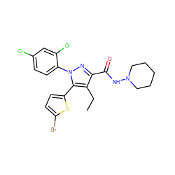 CCc1c(C(=O)NN2CCCCC2)nn(-c2ccc(Cl)cc2Cl)c1-c1ccc(Br)s1 ZINC000042835673