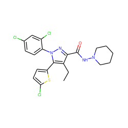 CCc1c(C(=O)NN2CCCCC2)nn(-c2ccc(Cl)cc2Cl)c1-c1ccc(Cl)s1 ZINC000038227752