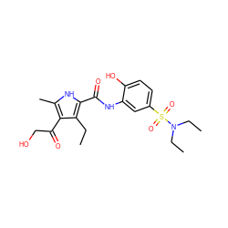 CCc1c(C(=O)Nc2cc(S(=O)(=O)N(CC)CC)ccc2O)[nH]c(C)c1C(=O)CO ZINC000263621357