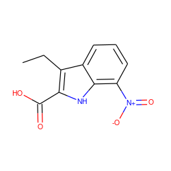 CCc1c(C(=O)O)[nH]c2c([N+](=O)[O-])cccc12 ZINC000103244202