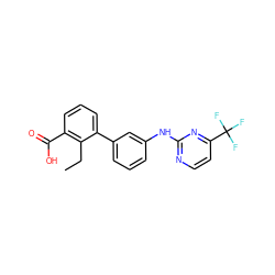 CCc1c(C(=O)O)cccc1-c1cccc(Nc2nccc(C(F)(F)F)n2)c1 ZINC001772645522