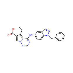 CCc1c(C(=O)O)cn2ncnc(Nc3ccc4c(cnn4Cc4ccccc4)c3)c12 ZINC000014954061