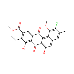 CCc1c(C(=O)OC)cc2c(c1O)C(=O)c1c(O)cc3cc(C)c(Cl)c(OC)c3c1C2=O ZINC000028973487