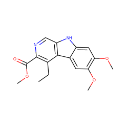 CCc1c(C(=O)OC)ncc2[nH]c3cc(OC)c(OC)cc3c12 ZINC000100640722