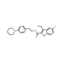 CCc1c(C(=O)OCCc2ccc(N3CCCCC3)cc2)[nH]c2ccc(Cl)cc12 ZINC000084712934