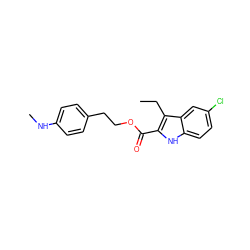 CCc1c(C(=O)OCCc2ccc(NC)cc2)[nH]c2ccc(Cl)cc12 ZINC000473088480