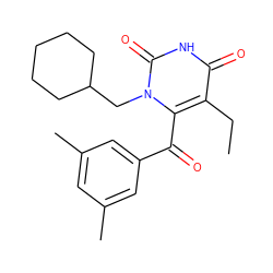 CCc1c(C(=O)c2cc(C)cc(C)c2)n(CC2CCCCC2)c(=O)[nH]c1=O ZINC000034008944