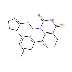 CCc1c(C(=O)c2cc(C)cc(C)c2)n(CCC2=CCCC2)c(=O)[nH]c1=O ZINC000006425232