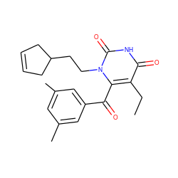 CCc1c(C(=O)c2cc(C)cc(C)c2)n(CCC2CC=CC2)c(=O)[nH]c1=O ZINC000006425233