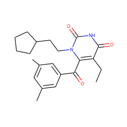 CCc1c(C(=O)c2cc(C)cc(C)c2)n(CCC2CCCC2)c(=O)[nH]c1=O ZINC000006425234