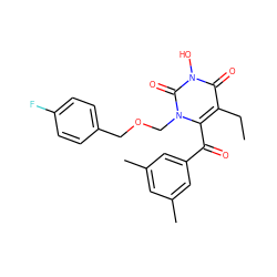 CCc1c(C(=O)c2cc(C)cc(C)c2)n(COCc2ccc(F)cc2)c(=O)n(O)c1=O ZINC000071296828