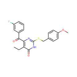 CCc1c(C(=O)c2cccc(F)c2)nc(SCc2ccc(OC)cc2)[nH]c1=O ZINC000096939931