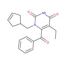 CCc1c(C(=O)c2ccccc2)n(CC2CC=CC2)c(=O)[nH]c1=O ZINC000006425230