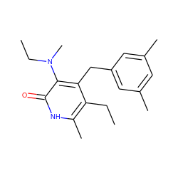 CCc1c(C)[nH]c(=O)c(N(C)CC)c1Cc1cc(C)cc(C)c1 ZINC000005886181