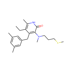 CCc1c(C)[nH]c(=O)c(N(C)CCCSC)c1Cc1cc(C)cc(C)c1 ZINC000005886188