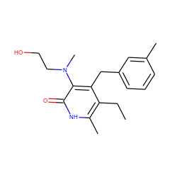 CCc1c(C)[nH]c(=O)c(N(C)CCO)c1Cc1cccc(C)c1 ZINC000005886424