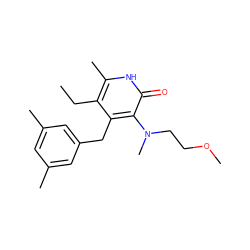 CCc1c(C)[nH]c(=O)c(N(C)CCOC)c1Cc1cc(C)cc(C)c1 ZINC000005886192