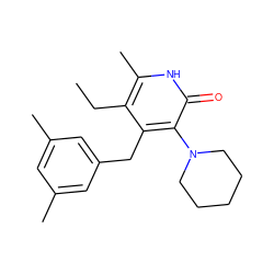 CCc1c(C)[nH]c(=O)c(N2CCCCC2)c1Cc1cc(C)cc(C)c1 ZINC000005886215