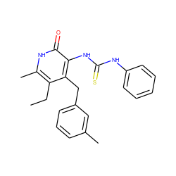 CCc1c(C)[nH]c(=O)c(NC(=S)Nc2ccccc2)c1Cc1cccc(C)c1 ZINC000028107148