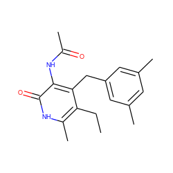 CCc1c(C)[nH]c(=O)c(NC(C)=O)c1Cc1cc(C)cc(C)c1 ZINC000005886222