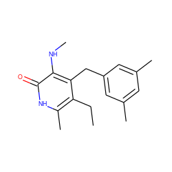 CCc1c(C)[nH]c(=O)c(NC)c1Cc1cc(C)cc(C)c1 ZINC000005886236