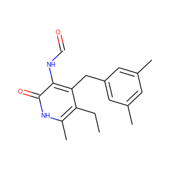 CCc1c(C)[nH]c(=O)c(NC=O)c1Cc1cc(C)cc(C)c1 ZINC000005886238