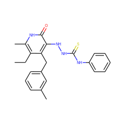 CCc1c(C)[nH]c(=O)c(NNC(=S)Nc2ccccc2)c1Cc1cccc(C)c1 ZINC000040875904