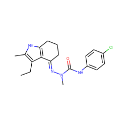 CCc1c(C)[nH]c2c1/C(=N/N(C)C(=O)Nc1ccc(Cl)cc1)CCC2 ZINC000003948595