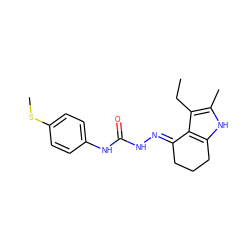 CCc1c(C)[nH]c2c1/C(=N/NC(=O)Nc1ccc(SC)cc1)CCC2 ZINC000038149908