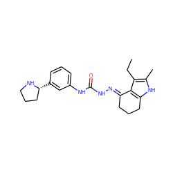 CCc1c(C)[nH]c2c1/C(=N/NC(=O)Nc1cccc([C@@H]3CCCN3)c1)CCC2 ZINC000038149910