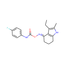 CCc1c(C)[nH]c2c1/C(=N/OC(=O)Nc1ccc(F)cc1)CCC2 ZINC000038149919