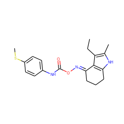 CCc1c(C)[nH]c2c1/C(=N/OC(=O)Nc1ccc(SC)cc1)CCC2 ZINC000038149921