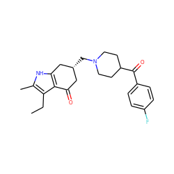 CCc1c(C)[nH]c2c1C(=O)C[C@@H](CN1CCC(C(=O)c3ccc(F)cc3)CC1)C2 ZINC000003951734