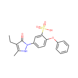 CCc1c(C)[nH]n(-c2ccc(Oc3ccccc3)c(S(=O)(=O)O)c2)c1=O ZINC000006574016