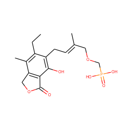 CCc1c(C)c2c(c(O)c1C/C=C(\C)COCP(=O)(O)O)C(=O)OC2 ZINC000033983583