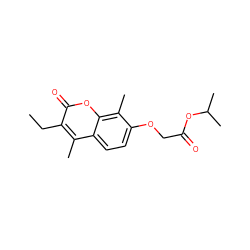 CCc1c(C)c2ccc(OCC(=O)OC(C)C)c(C)c2oc1=O ZINC000000464939