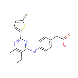 CCc1c(C)nc(-c2ccc(Br)s2)nc1Nc1ccc(CC(=O)O)cc1 ZINC000034805396