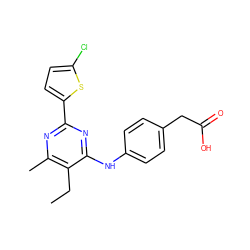 CCc1c(C)nc(-c2ccc(Cl)s2)nc1Nc1ccc(CC(=O)O)cc1 ZINC000034805518